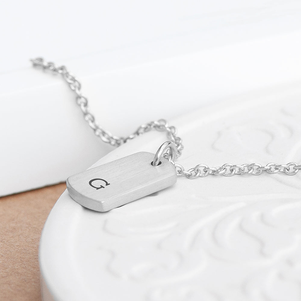 Personalised Silver Initial Tag Necklace