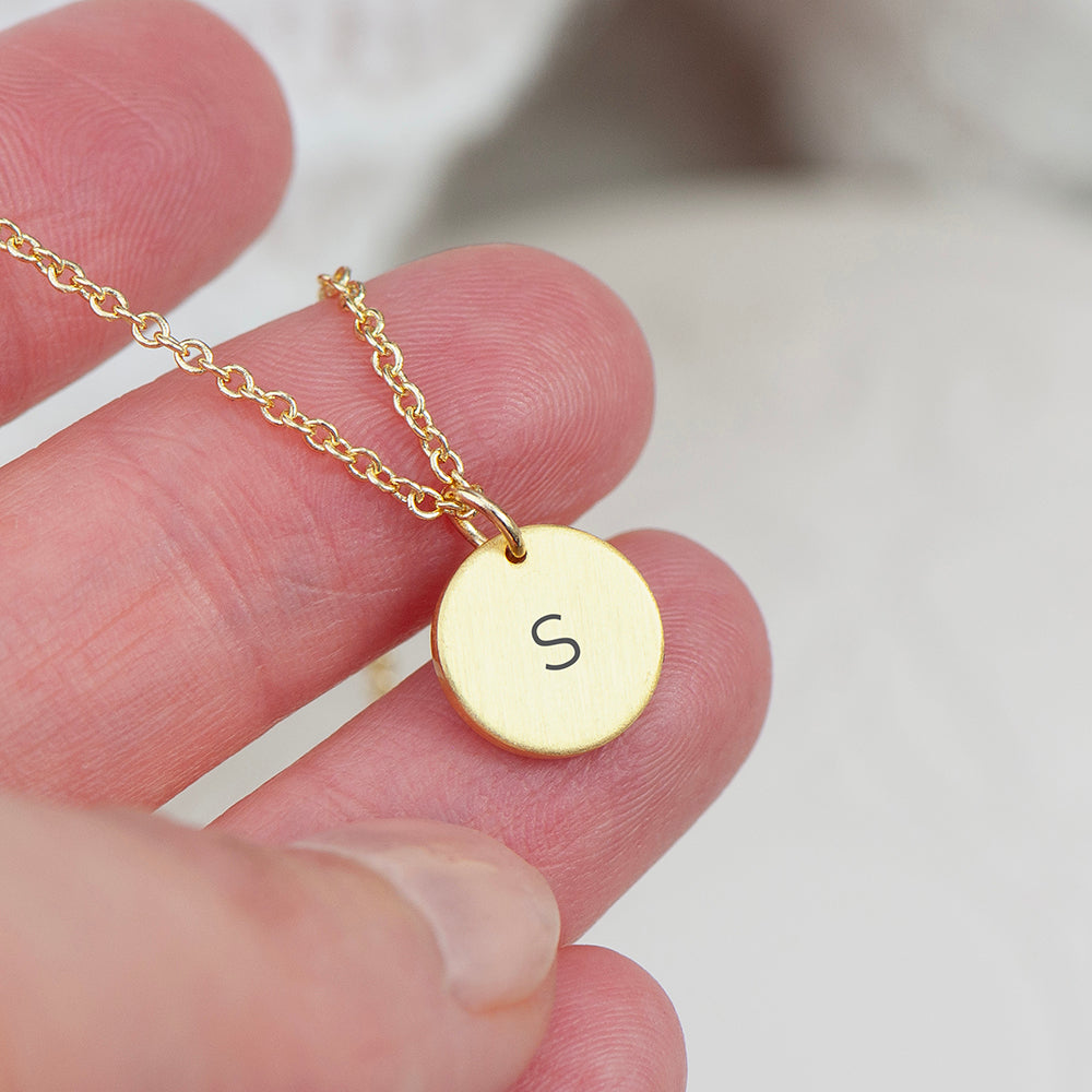 Monogrammed Gold Round Tag Necklace