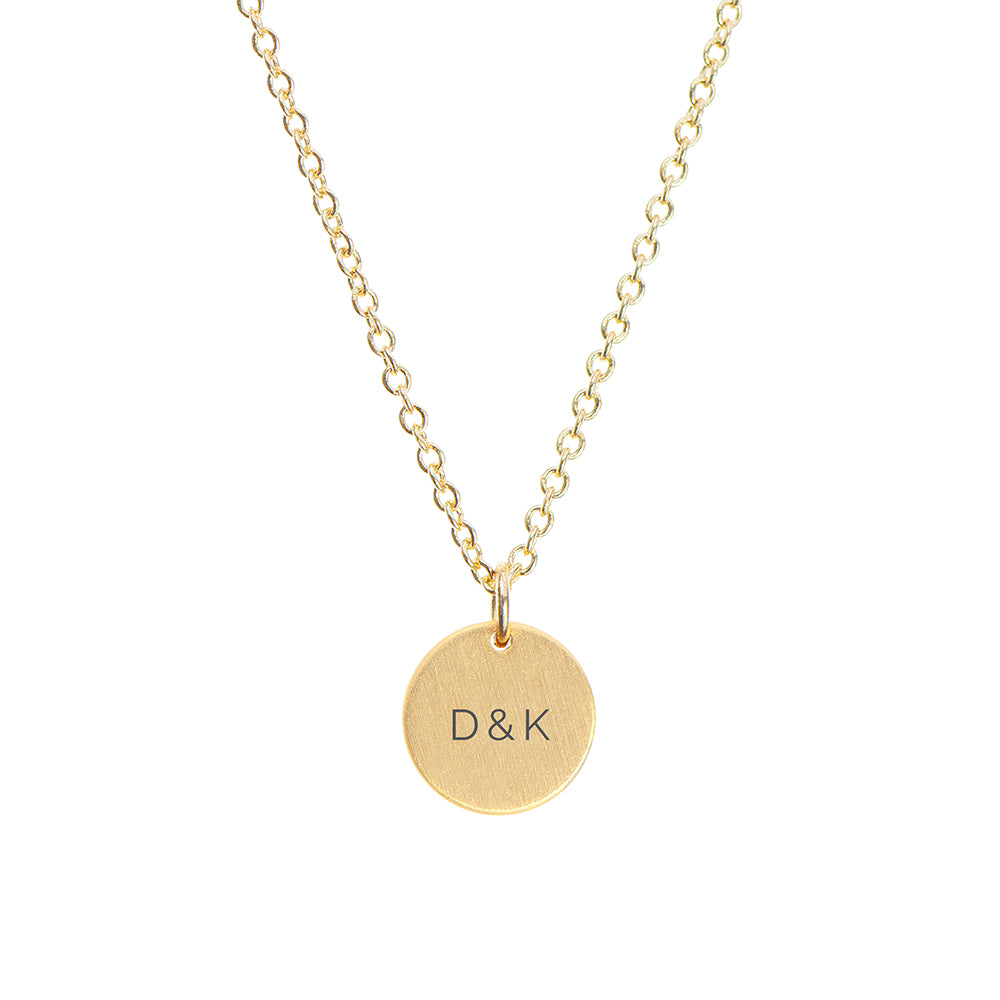 Monogrammed Gold Round Tag Necklace