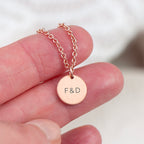 Monogrammed Rose Gold Round Tag Necklace