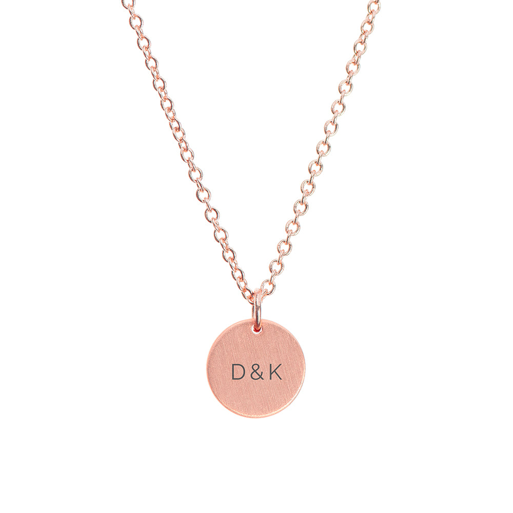 Monogrammed Rose Gold Round Tag Necklace