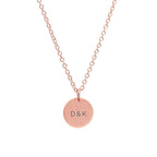 Monogrammed Rose Gold Round Tag Necklace