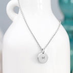 Monogrammed Silver Round Tag Necklace
