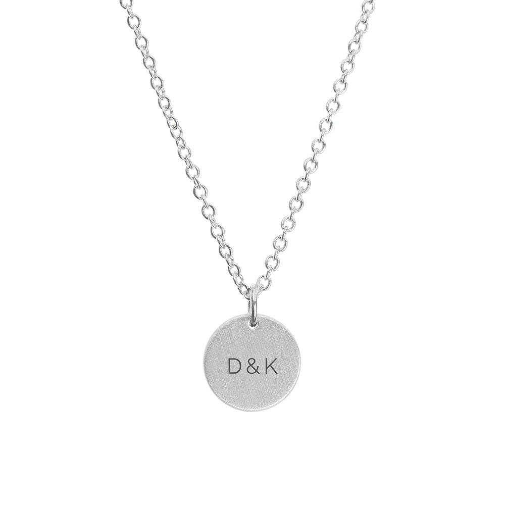 Monogrammed Silver Round Tag Necklace