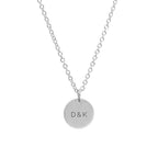 Monogrammed Silver Round Tag Necklace