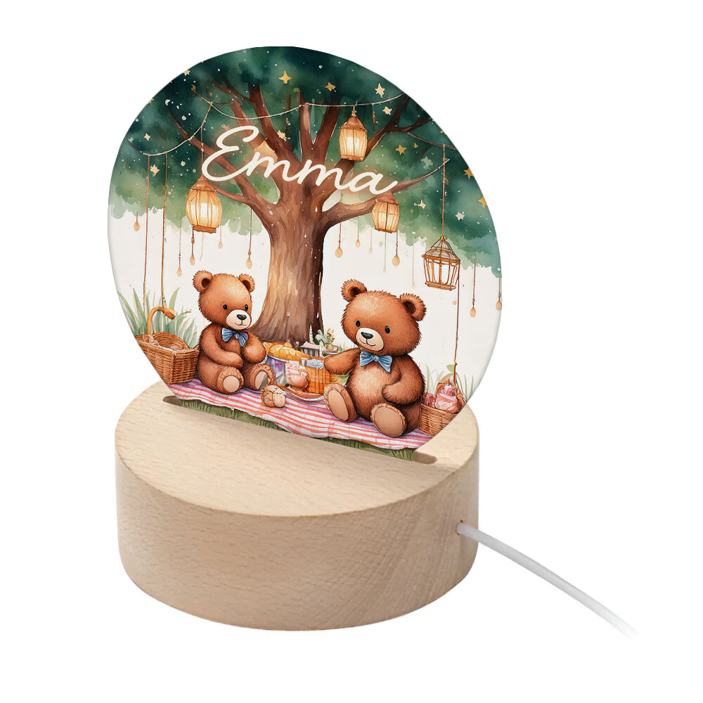 Personalised Kid's Teddy Bear Picnic LED Night Light