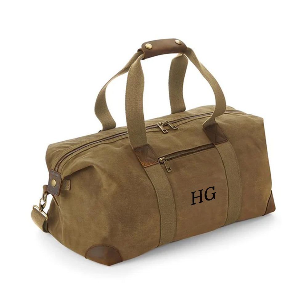 Monogrammed Luxury Waxed Canvas Holdall