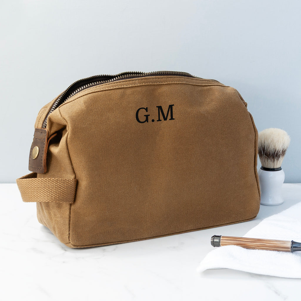 Personalised Men's Waxed Wash Bag
