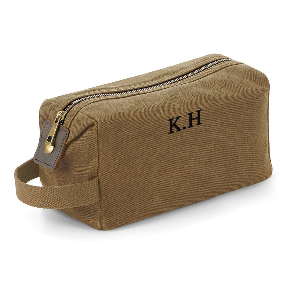 Personalised Men's Waxed Wash Bag