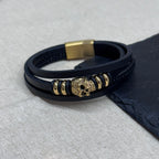 Personalised Men's Stacked Leather Skull Bracelet
