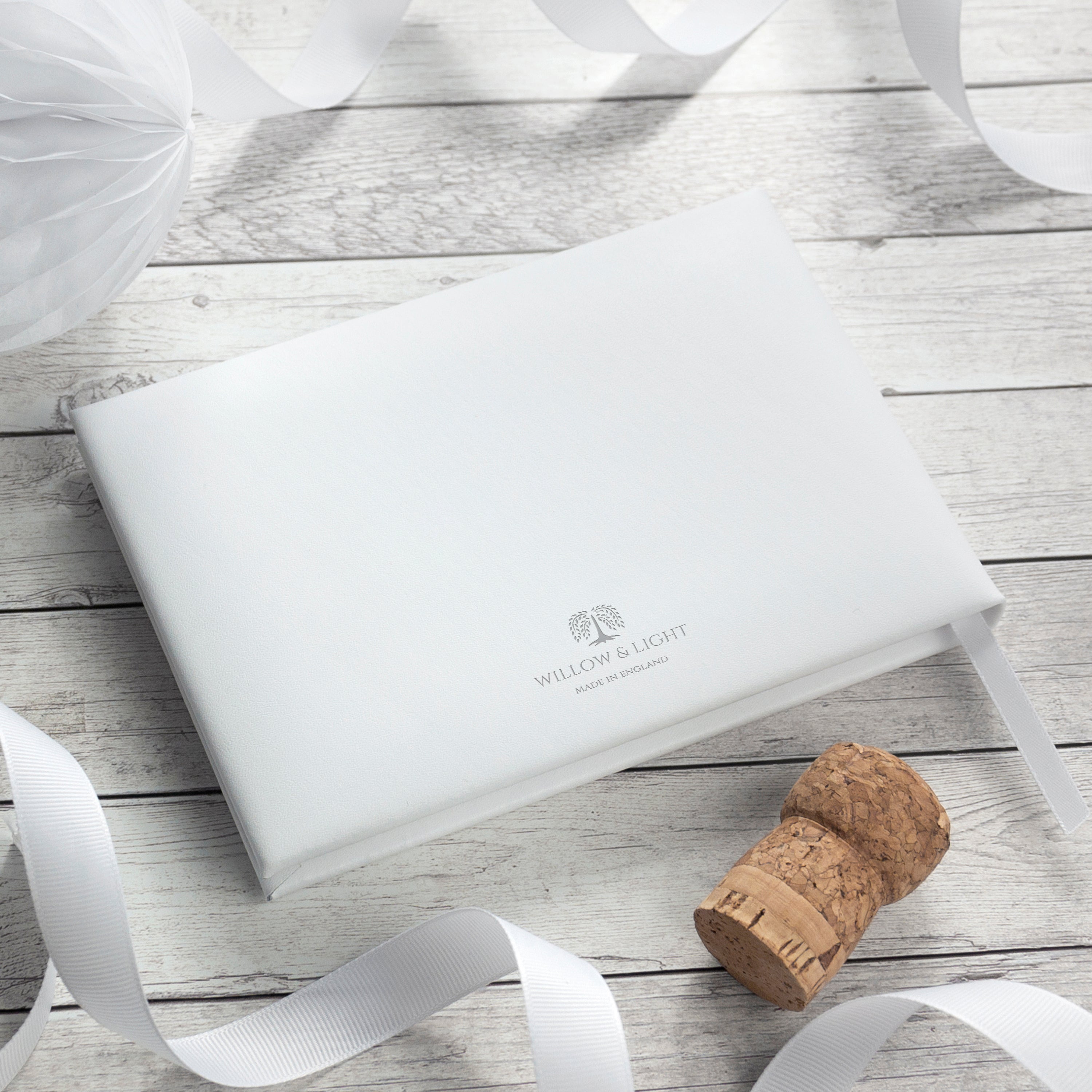 Personalised Luxury Medium White Leather Guest Book