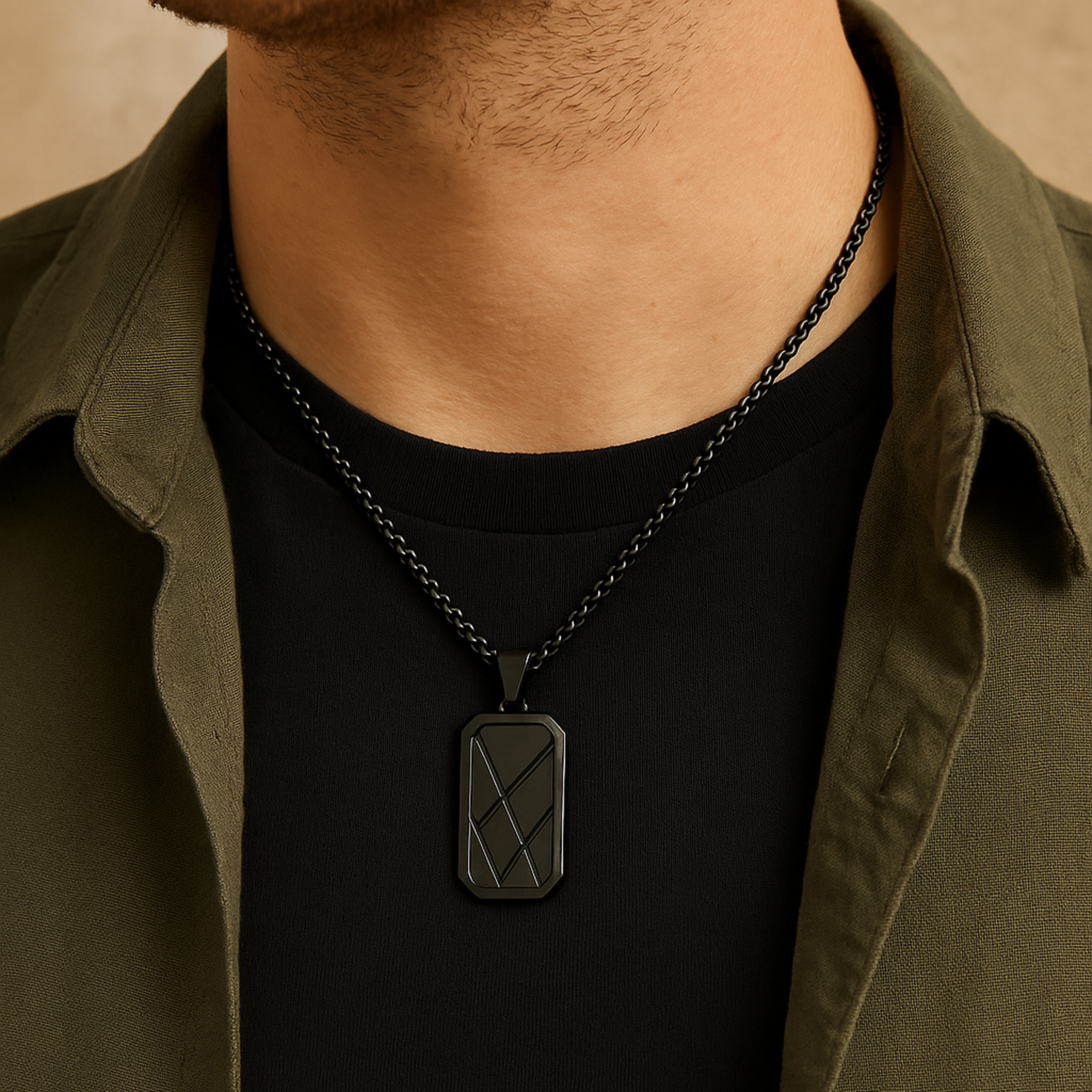 Personalised Men’s Contemporary Dog Tag Necklace