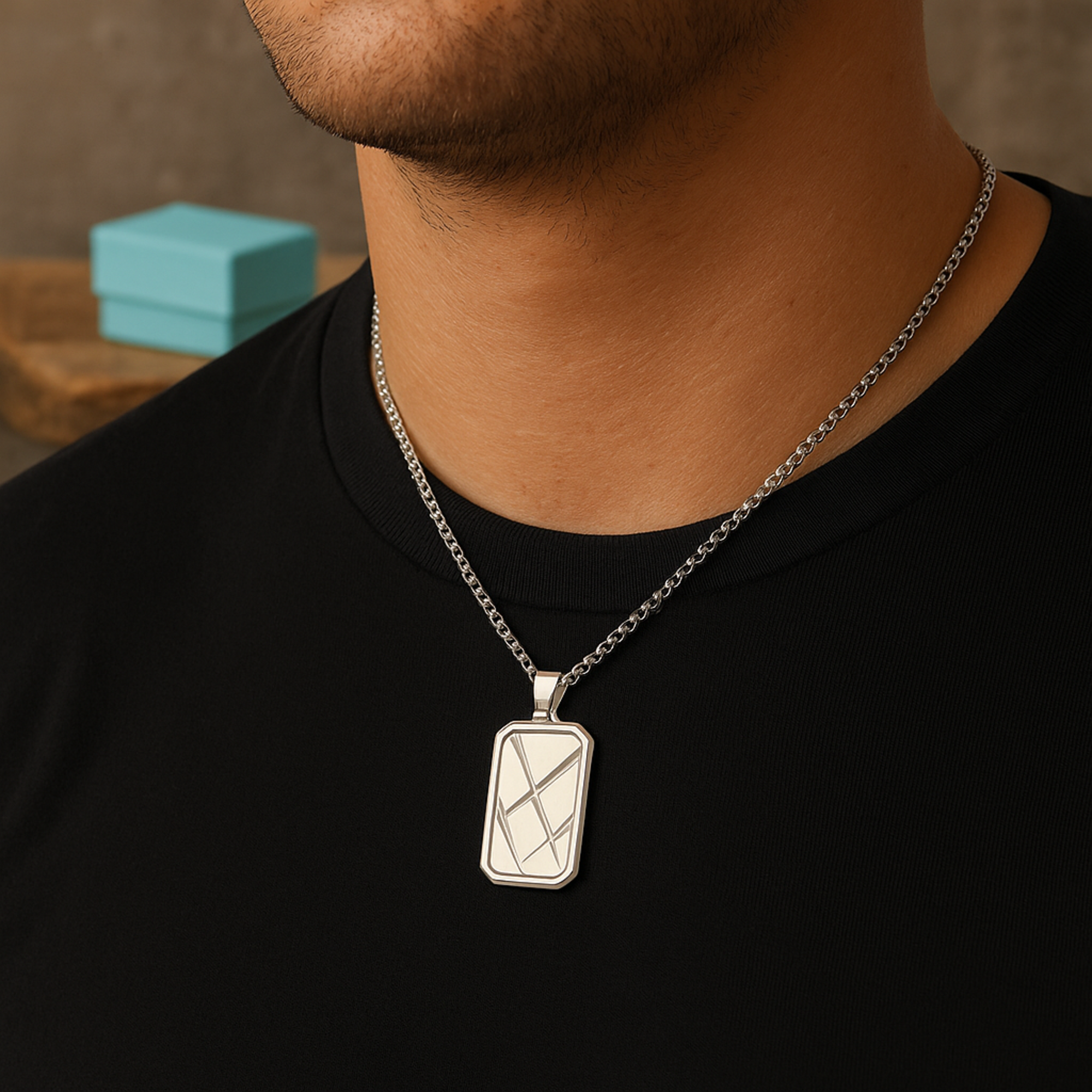 Personalised Men’s Contemporary Dog Tag Necklace