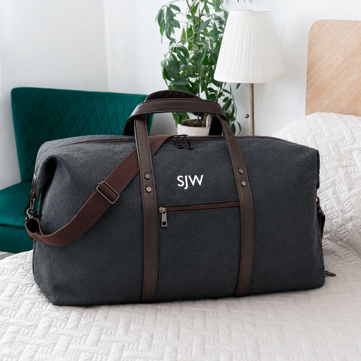 Personalised Washed Canvas Weekend Bag