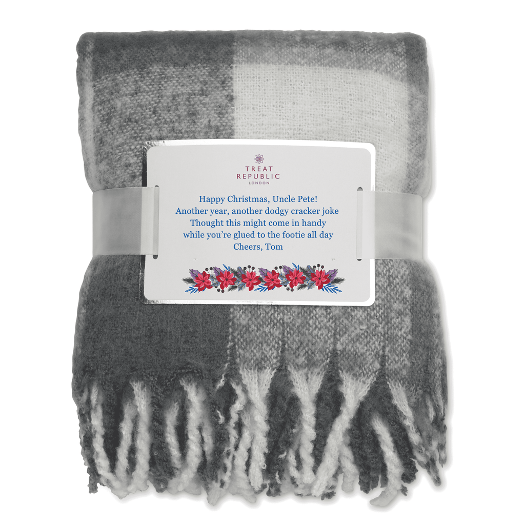 Personalised Chequered Mohair Feel Blanket