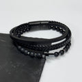 Personalised Men's Beaded and Stacked Leather Cross Bracelet