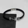 Personalised Men's Woven Leather Anchor Bracelet