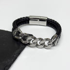 Personalised Men's Eternal Love Chain Leather Bracelet