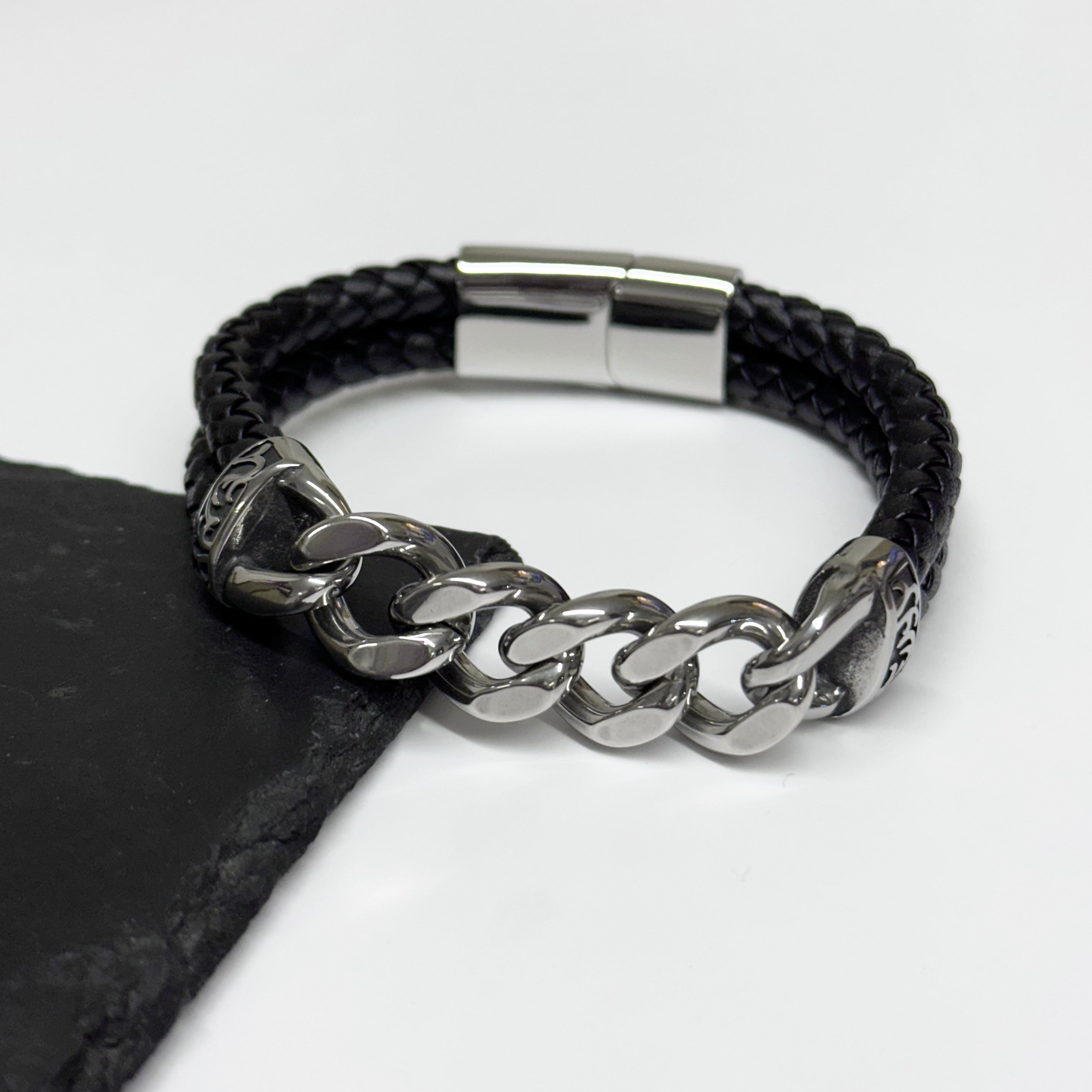 Personalised Men's Eternal Love Chain Leather Bracelet