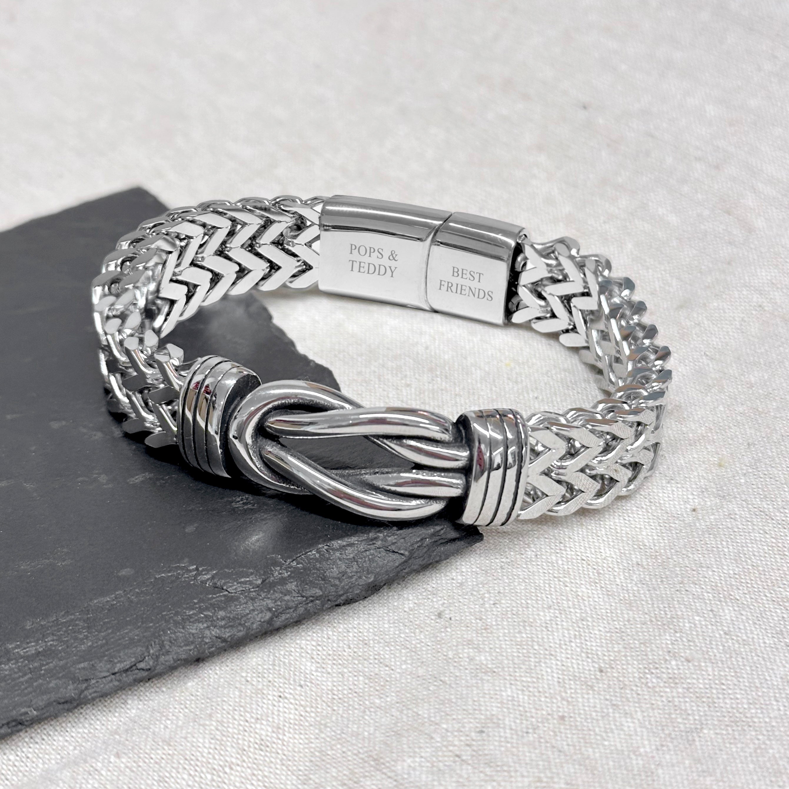 Personalised Men's Woven Stainless Steel Infinity Knot Bracelet