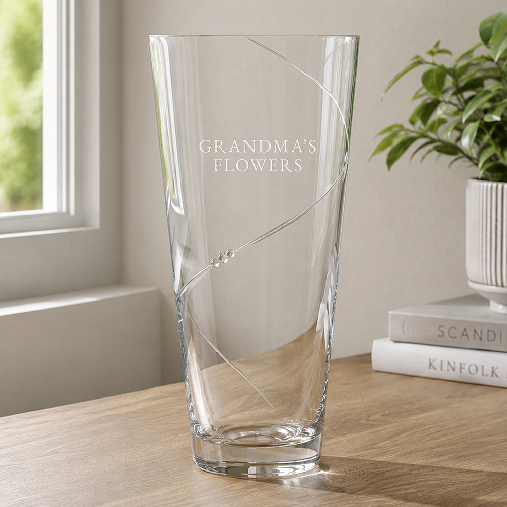 Personalised Silhouette Swirl Conical Vase with Swarovski Crystals