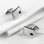 Personalised Rhodium Plated Birthstone Crystal Cufflink Set