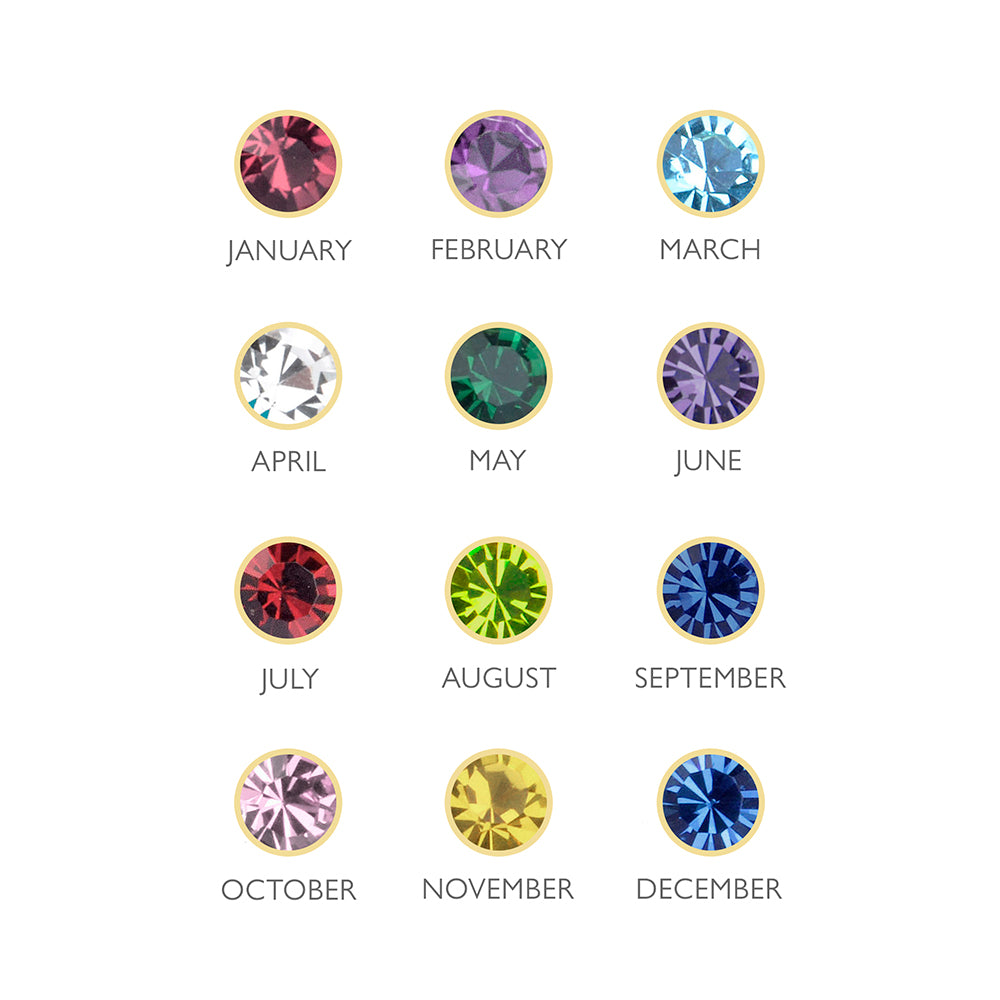 Personalised Rhodium Plated Birthstone Crystal Cufflink Set