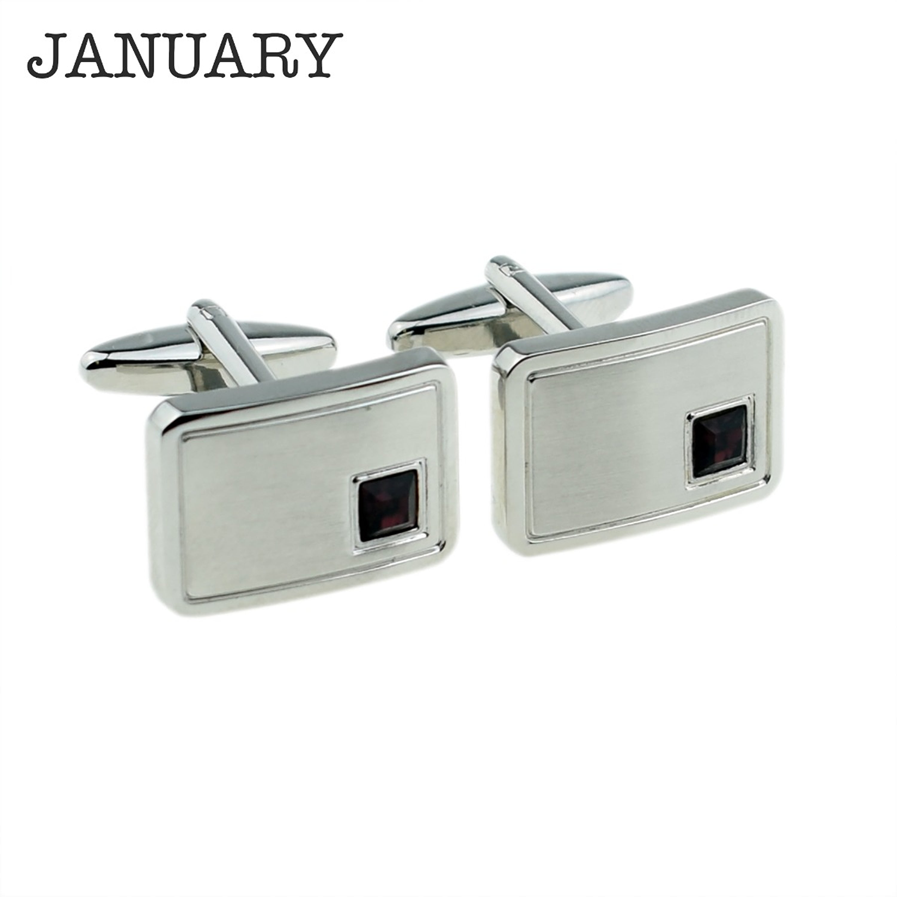 Personalised Rhodium Plated Birthstone Crystal Cufflink Set
