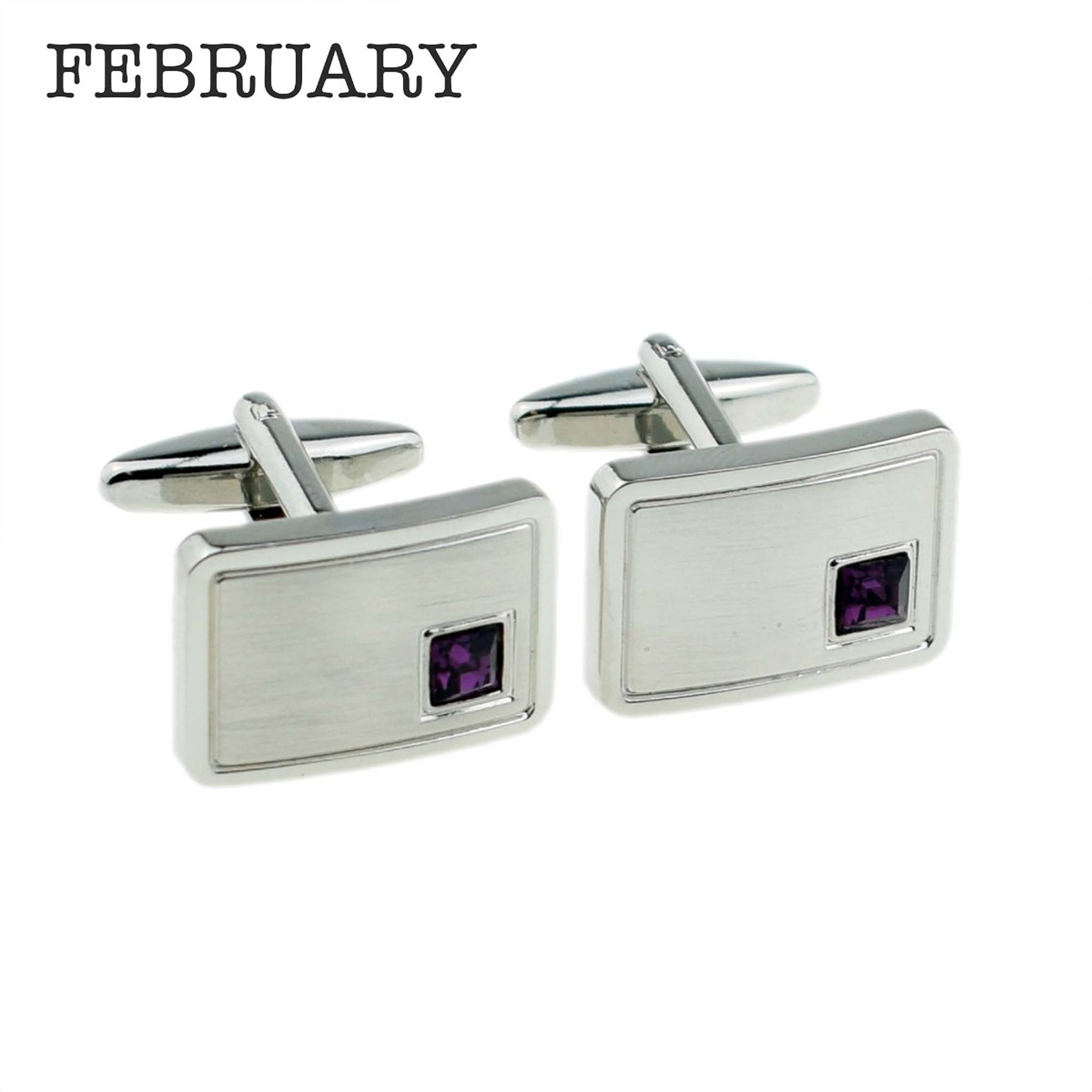 Personalised Rhodium Plated Birthstone Crystal Cufflink Set