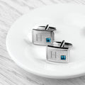 Personalised Rhodium Plated Birthstone Crystal Cufflink Set