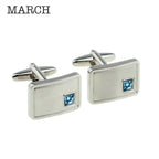 Personalised Rhodium Plated Birthstone Crystal Cufflink Set
