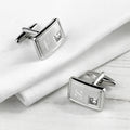 Personalised Rhodium Plated Birthstone Crystal Cufflink Set
