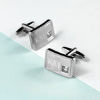 Personalised Rhodium Plated Birthstone Crystal Cufflink Set