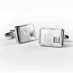 Personalised Rhodium Plated Birthstone Crystal Cufflink Set