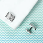 Personalised Rhodium Plated Birthstone Crystal Cufflink Set