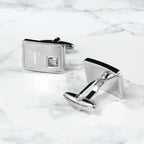 Personalised Rhodium Plated Birthstone Crystal Cufflink Set