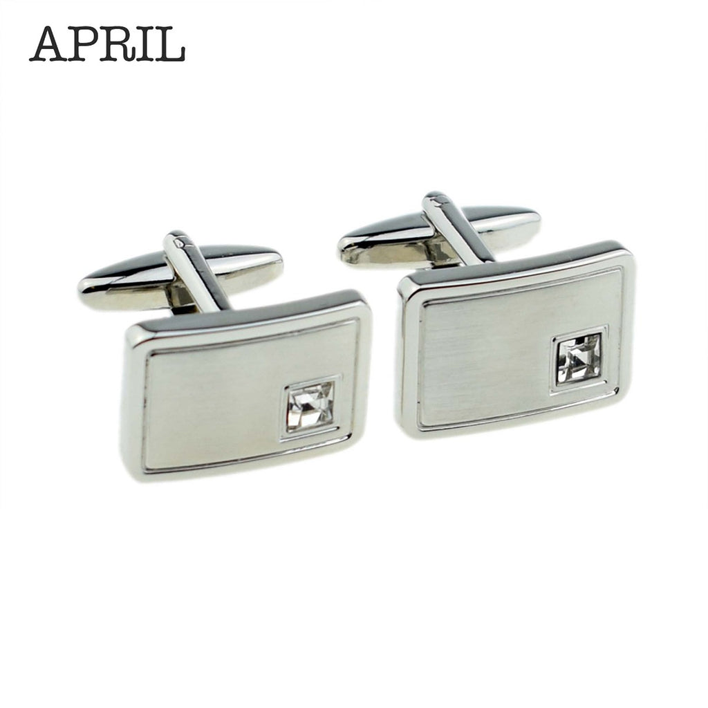 Personalised Rhodium Plated Birthstone Crystal Cufflink Set