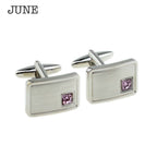 Personalised Rhodium Plated Birthstone Crystal Cufflink Set