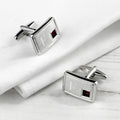 Personalised Rhodium Plated Birthstone Crystal Cufflink Set