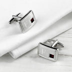 Personalised Rhodium Plated Birthstone Crystal Cufflink Set