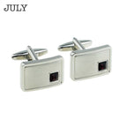 Personalised Rhodium Plated Birthstone Crystal Cufflink Set