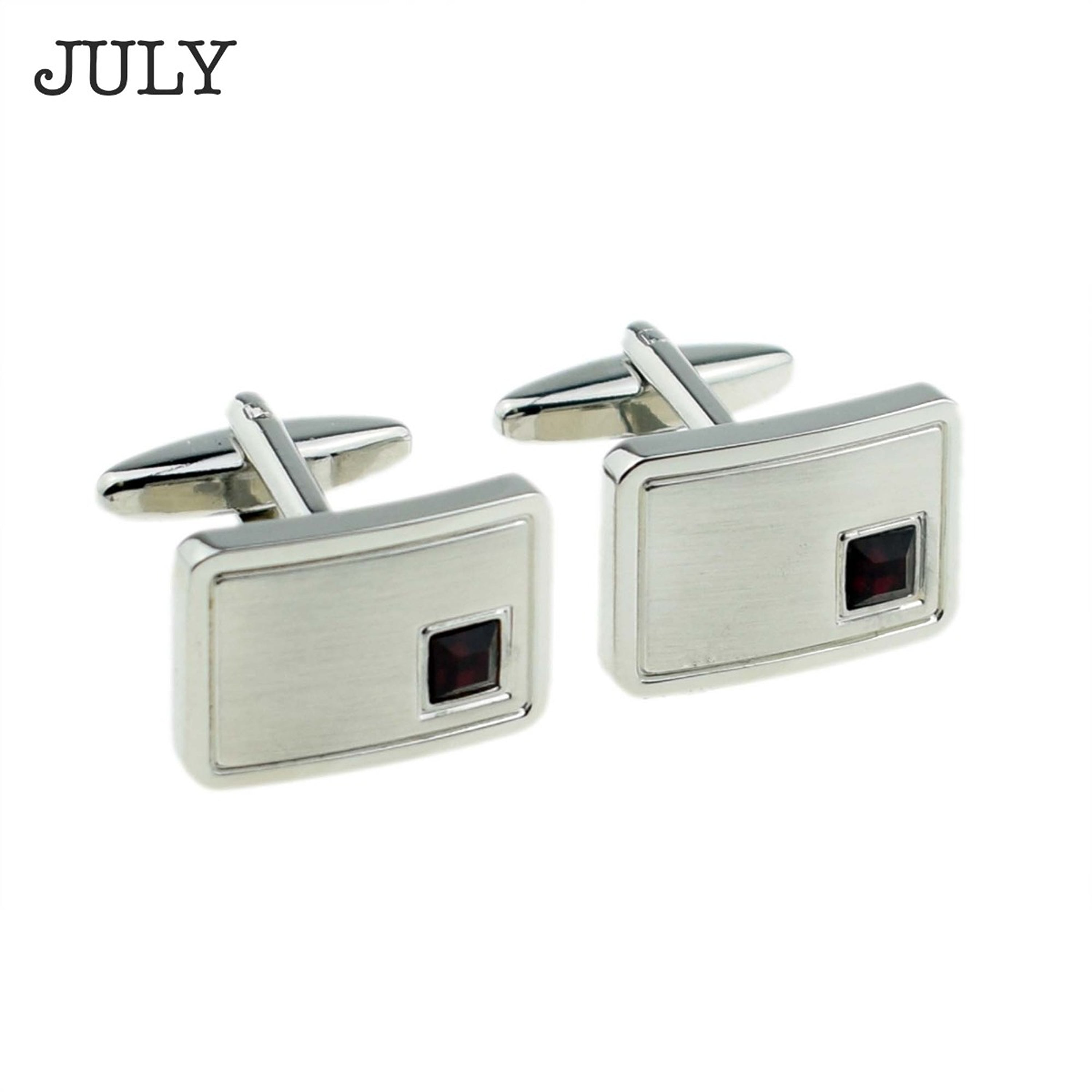 Personalised Rhodium Plated Birthstone Crystal Cufflink Set