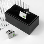Personalised Rhodium Plated Birthstone Crystal Cufflink Set