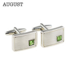 Personalised Rhodium Plated Birthstone Crystal Cufflink Set