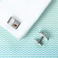 Personalised Rhodium Plated Birthstone Crystal Cufflink Set