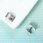 Personalised Rhodium Plated Birthstone Crystal Cufflink Set