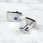 Personalised Rhodium Plated Birthstone Crystal Cufflink Set