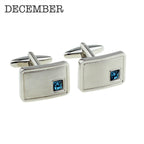 Personalised Rhodium Plated Birthstone Crystal Cufflink Set