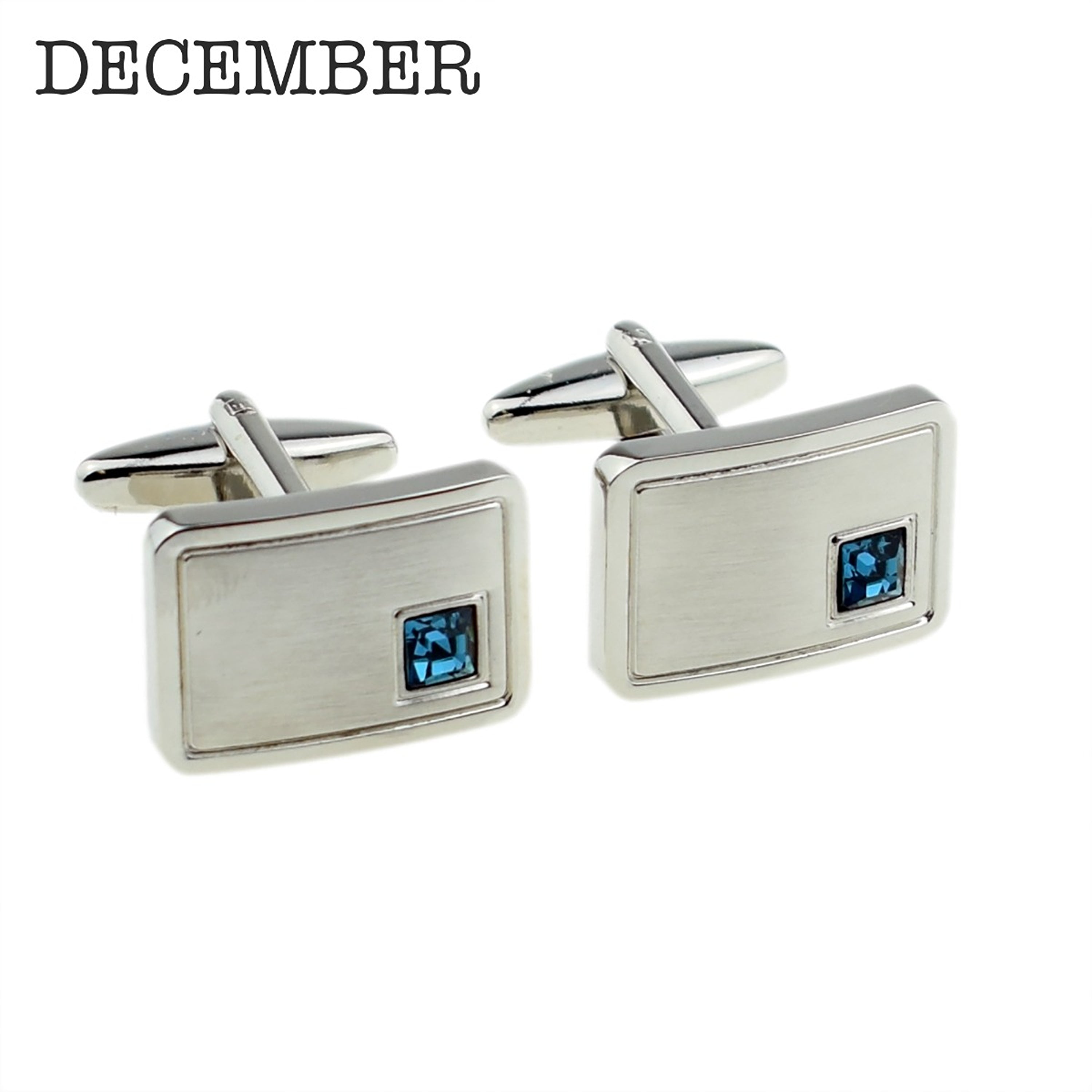 Personalised Rhodium Plated Birthstone Crystal Cufflink Set
