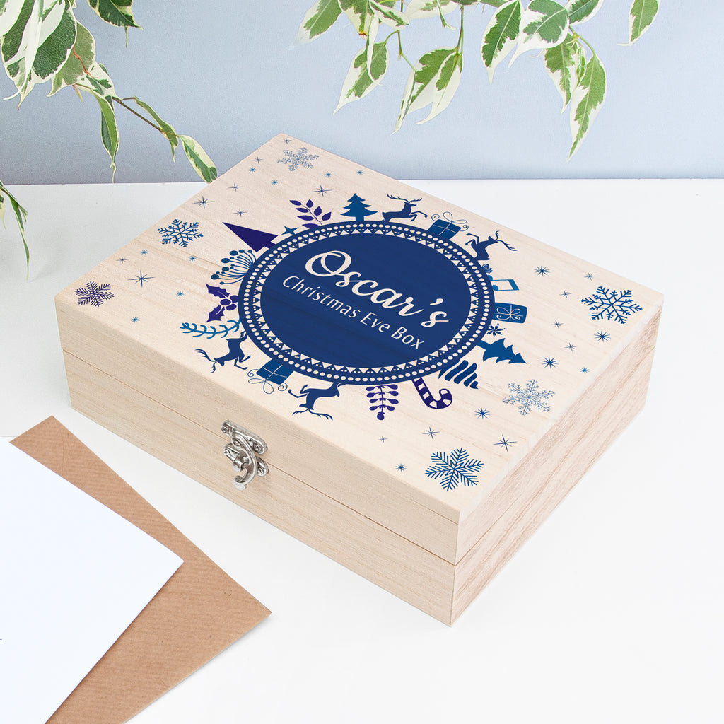 Personalised Christmas Eve Box With Snowflake Wreath